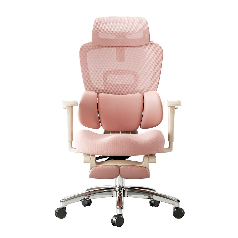 Ergonomic chair for women's bedroom, suitable for long sitting, a comfortable goddess chair in pink color, for computer and gaming use.