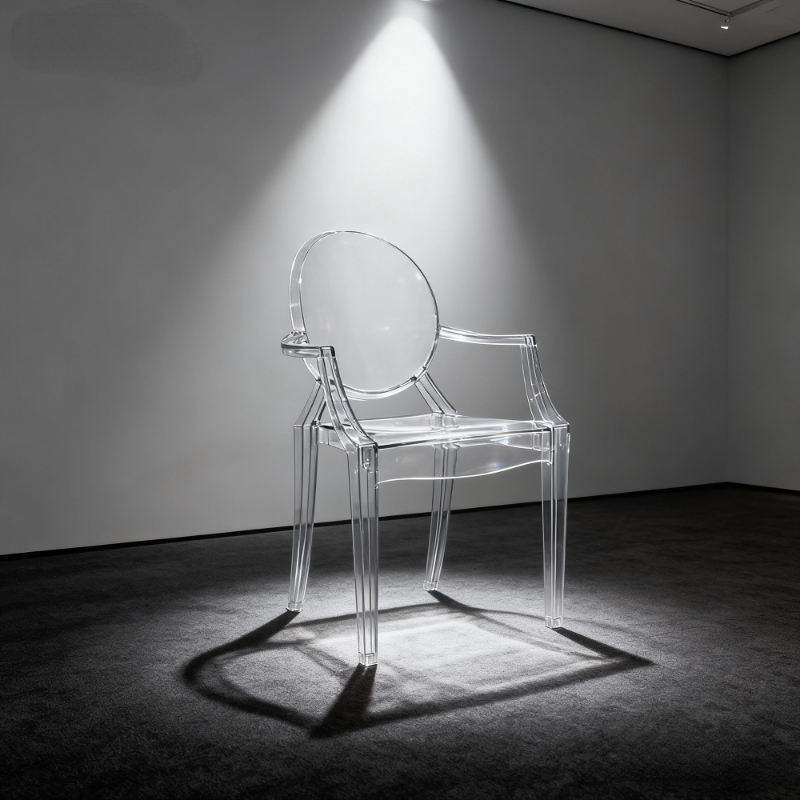Transparent Ghost Devil Chair, Acrylic Chair, Modern Minimalist, Unique and Trendy Chair, Study Room and Living Room, Crystal Dining Chair